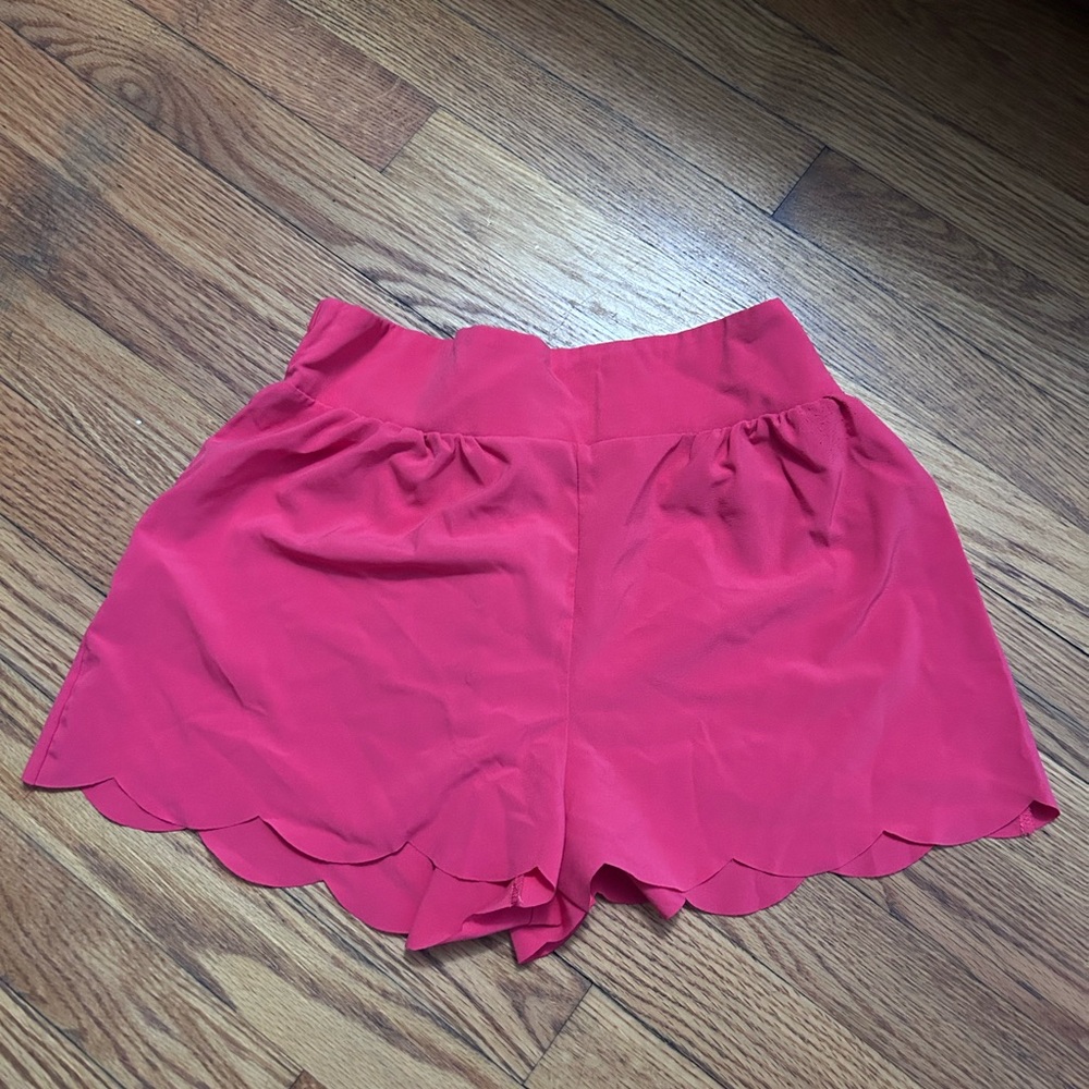 Chic High Waist Scalloped Pink Shorts